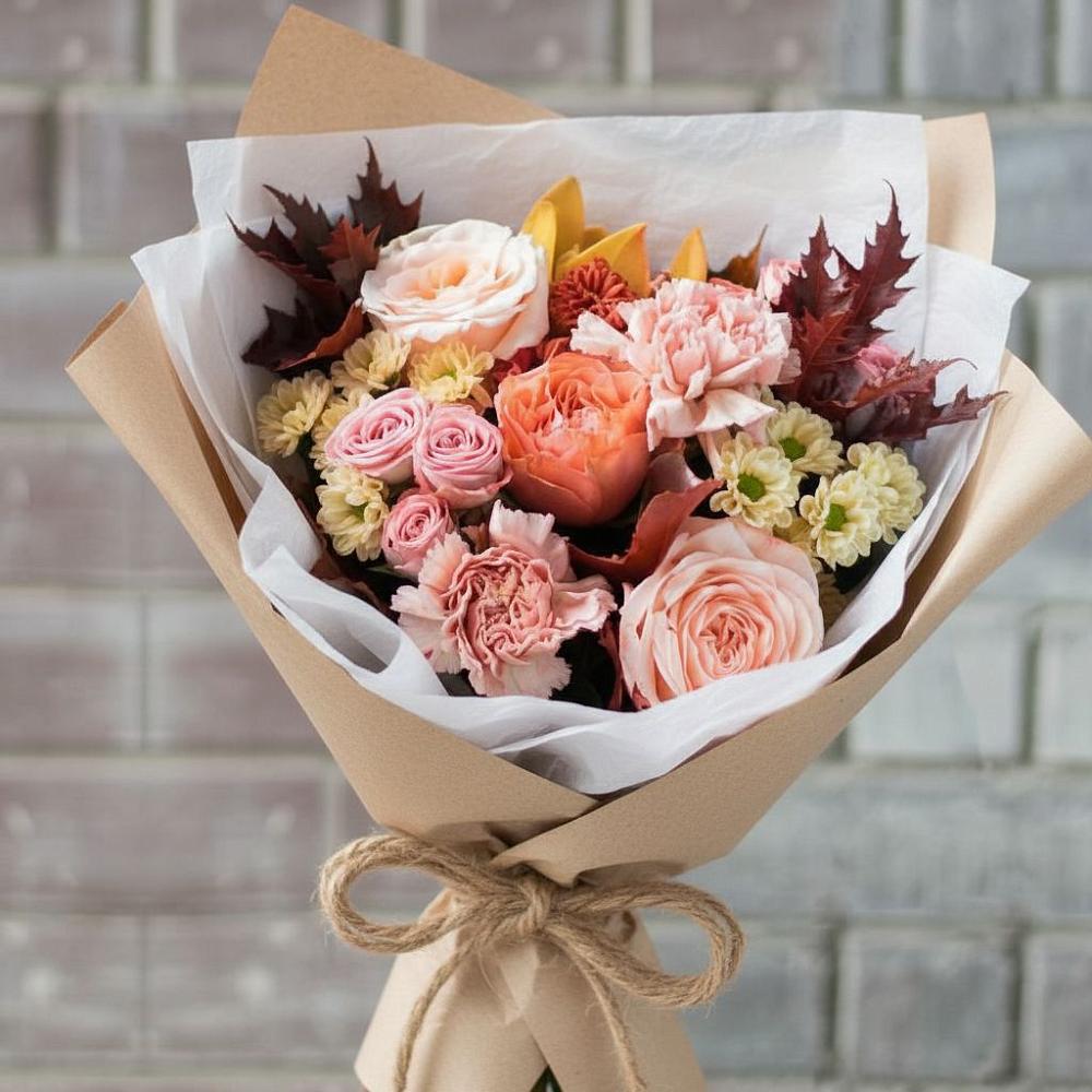 Букет цветов из: Гвоздики, Хризантемы и Розы в Кысыл-Сыре