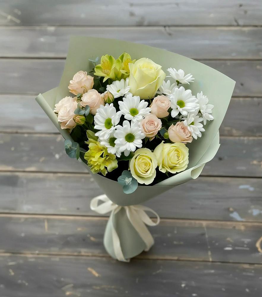 Букет цветов из: Альстромерии, Розы и Хризантемы в Кысыл-Сыре