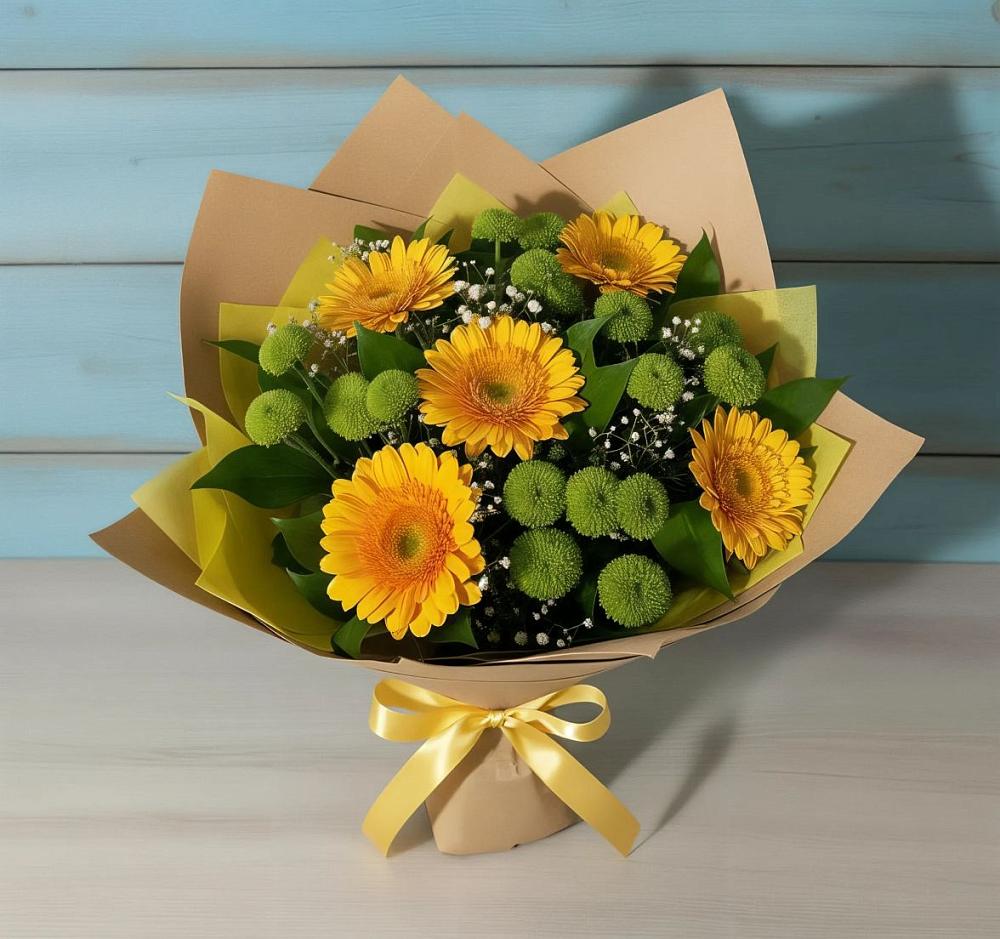 Букет цветов из: Герберы и Хризантемы в Кысыл-Сыре