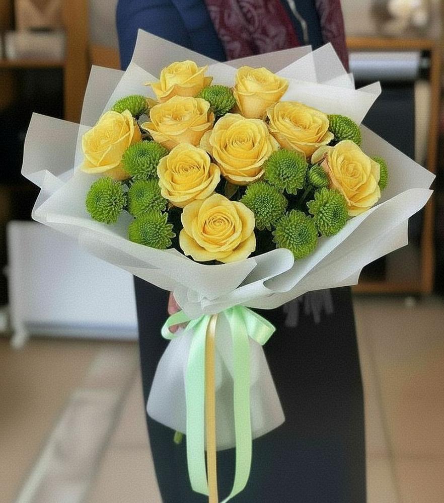 Букет цветов из: Хризантемы и Розы в Кысыл-Сыре