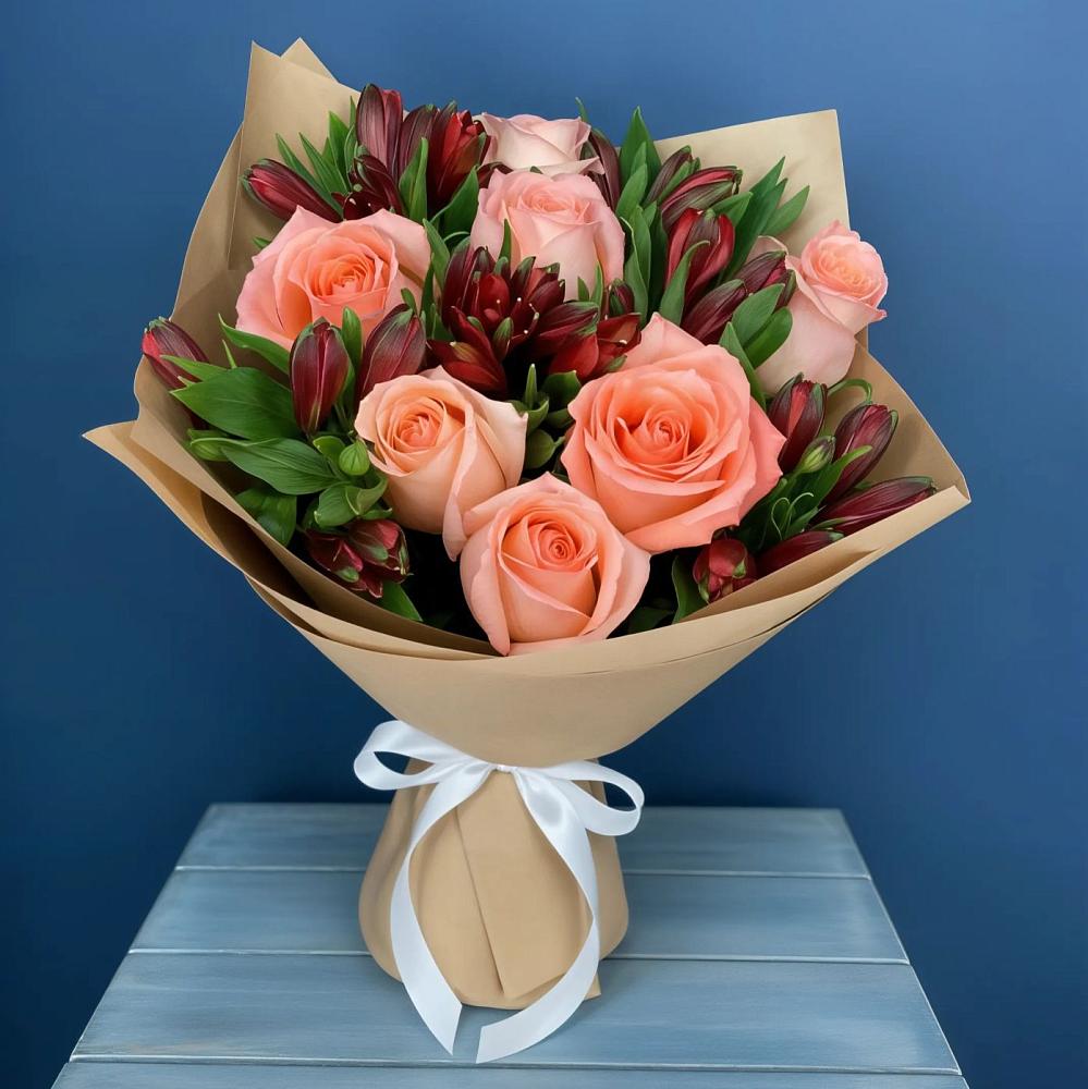 Букет цветов из: Розы и Альстромерии в Кысыл-Сыре