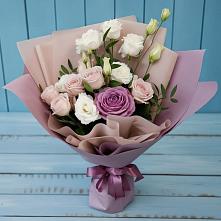 Букет цветов из:  Розы и Лизиантусы в Кысыл-Сыре