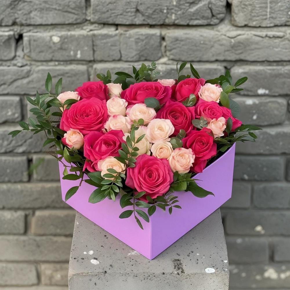 Цветочная композиция из Розы в коробке в Кысыл-Сыре