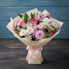 Букет цветов из:  Хризантемы, Альстромерии и Розы в Кысыл-Сыре