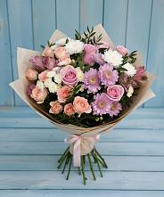 Букет цветов из:  Хризантемы, Розы и Альстромерии в Кысыл-Сыре