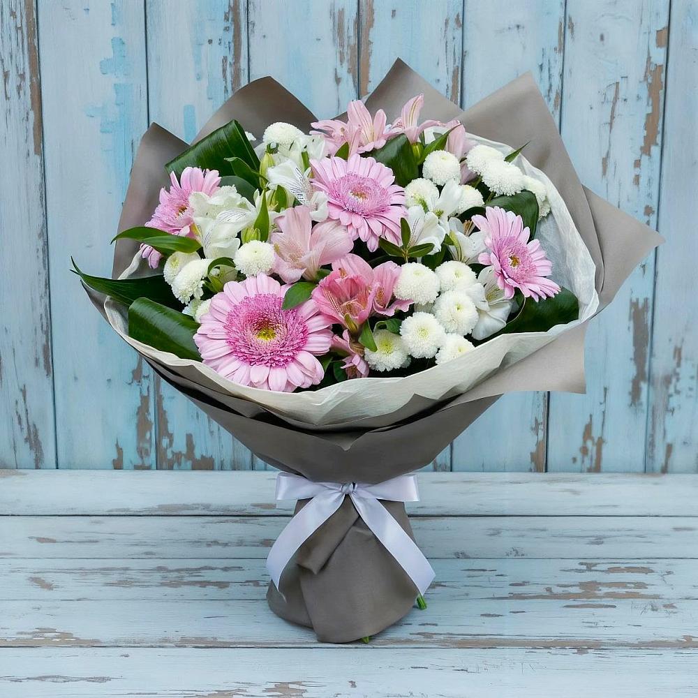 Букет цветов из: Герберы, Альстромерии и Хризантемы в Кысыл-Сыре