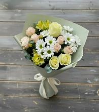 Букет цветов из:  Альстромерии, Розы и Хризантемы в Кысыл-Сыре