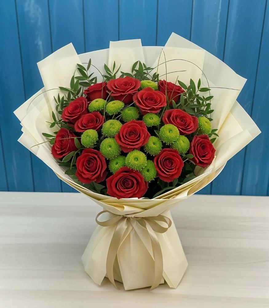 Букет цветов из: Розы и Хризантемы в Кысыл-Сыре