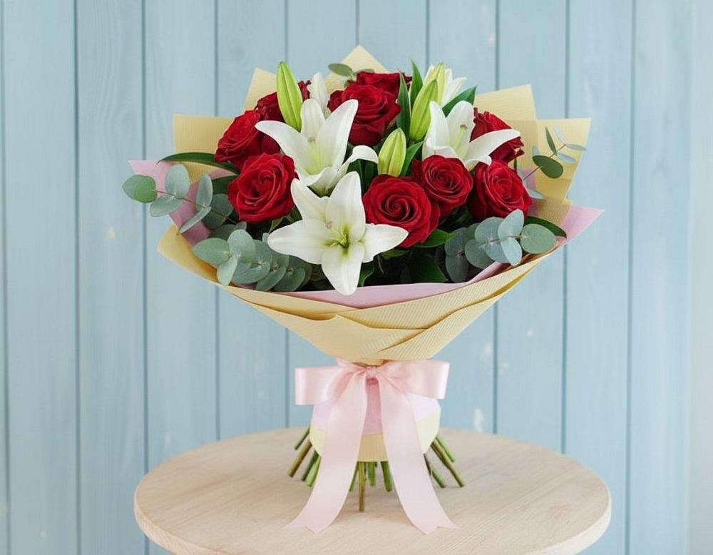 Букет цветов из: Лилии и Розы в Кысыл-Сыре